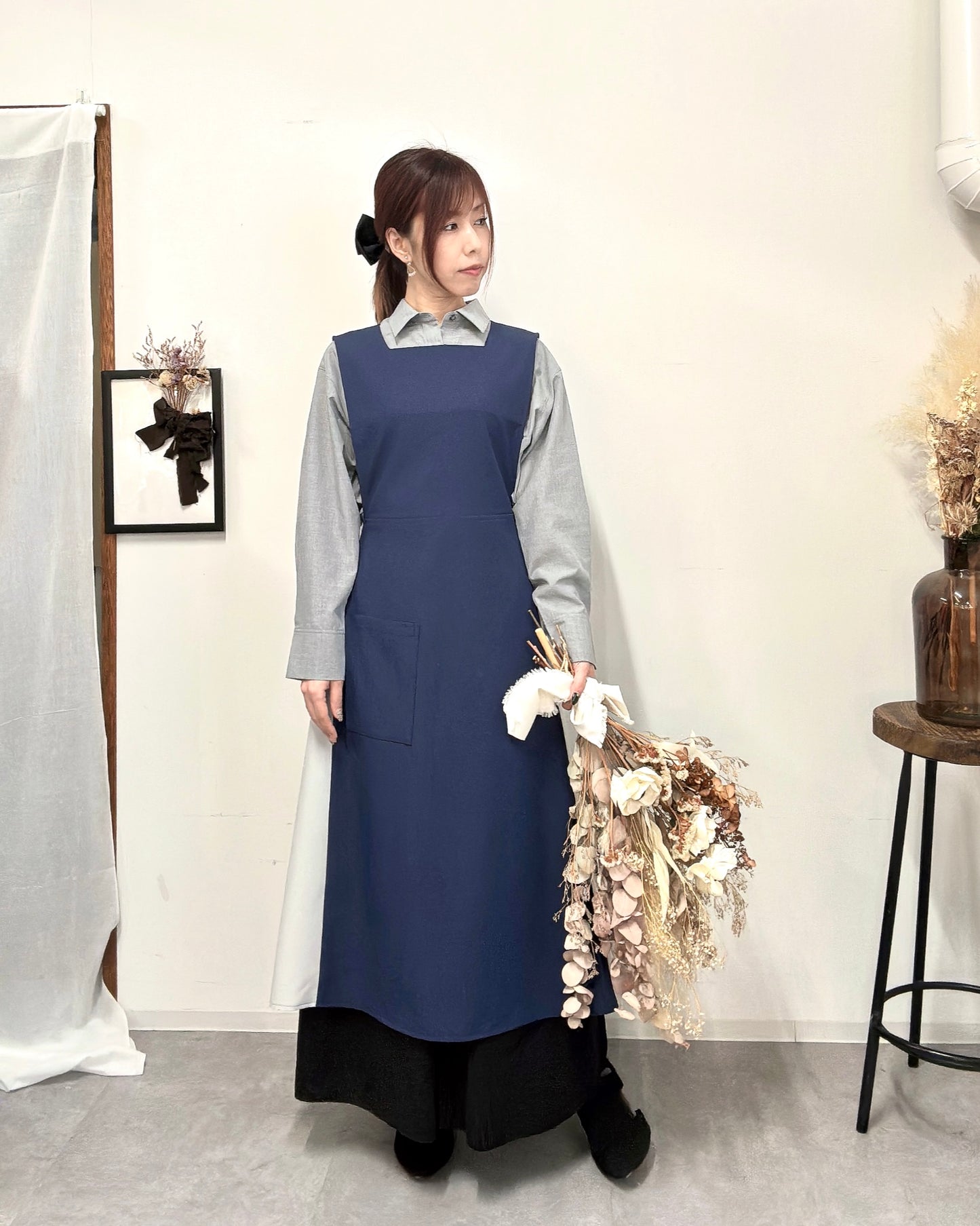 オーラエプロンドレス navy