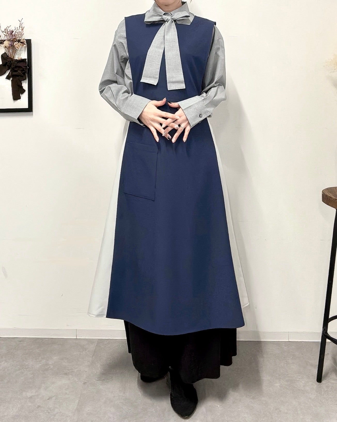 オーラエプロンドレス navy