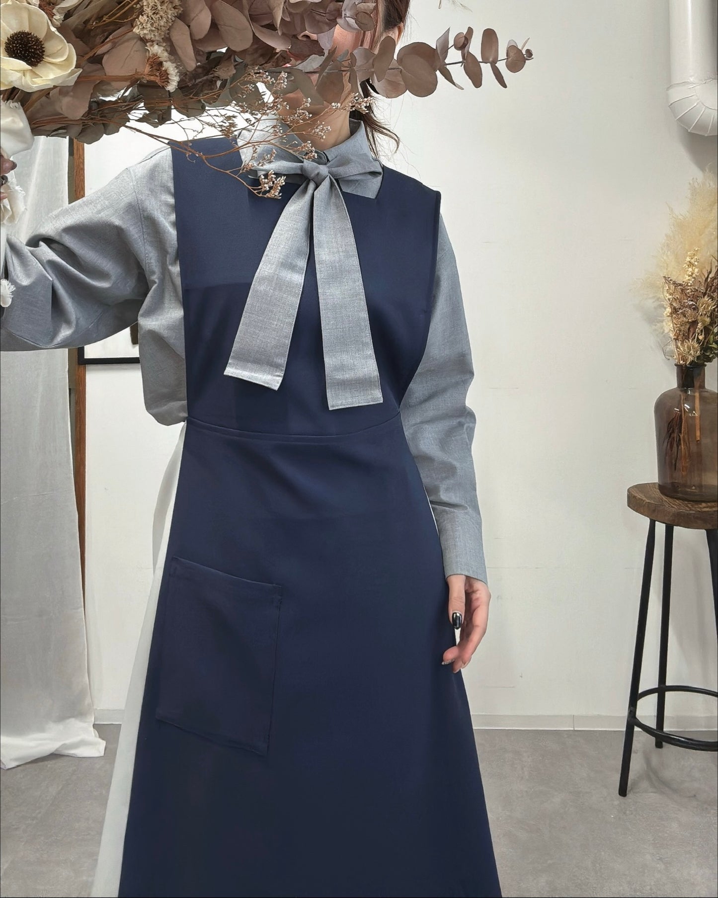 オーラエプロンドレス navy
