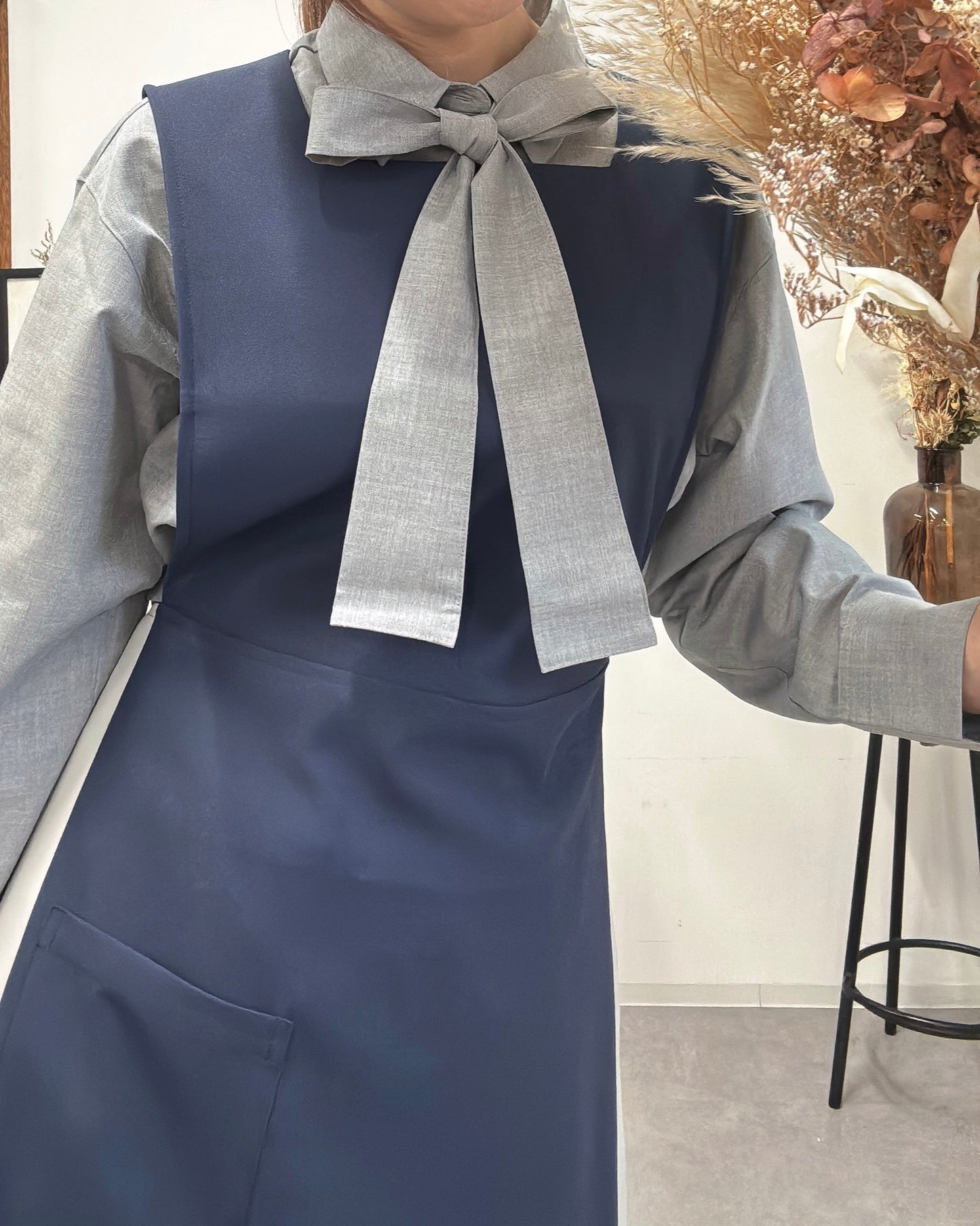 オーラエプロンドレス navy