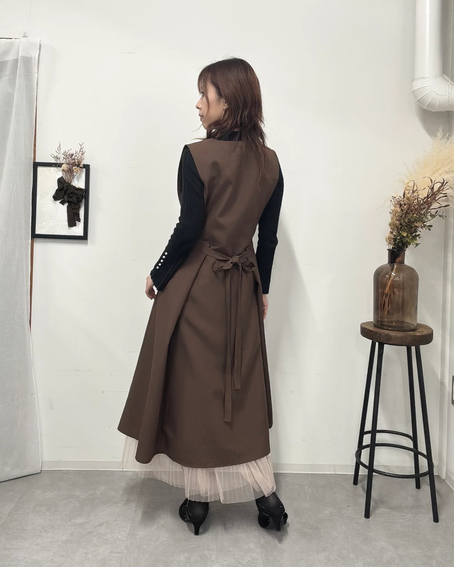 【予約】オーラエプロンドレス black