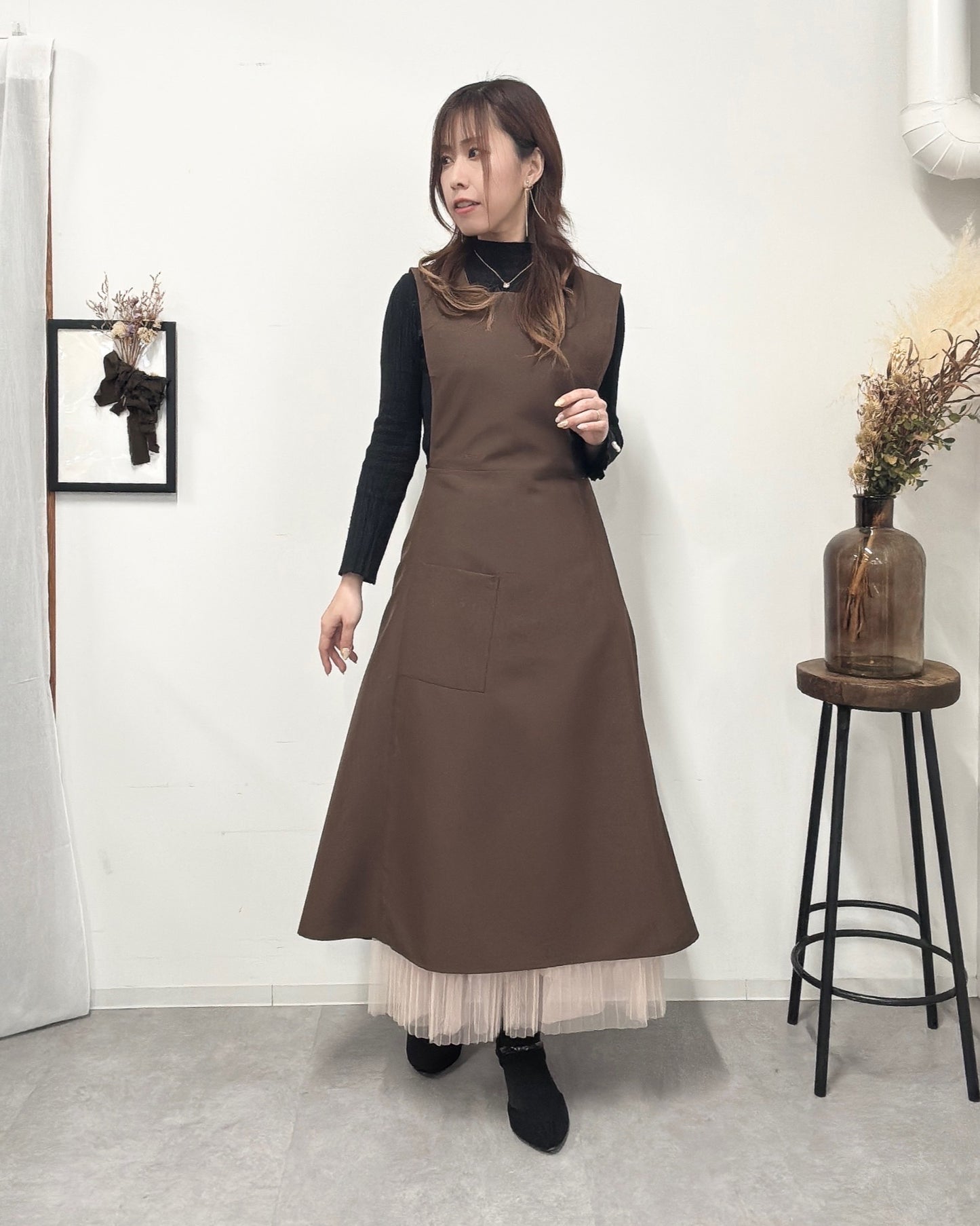 オーラエプロンドレス dark brown