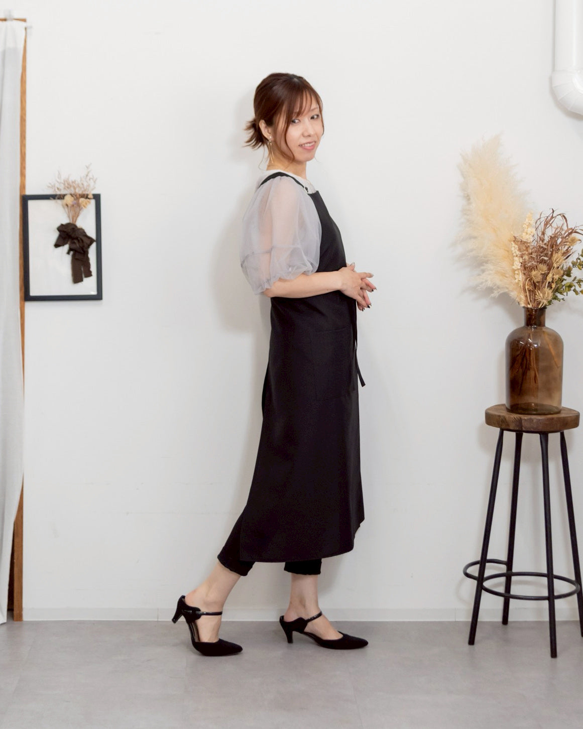 【公式LINE登録者限定受注】アジャストエプロンドレス black